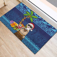 The Funny Santa Wears Sulu Christmas Rubber Doormat Fijian Christmas Palm Tree With Masi Art Tattoo