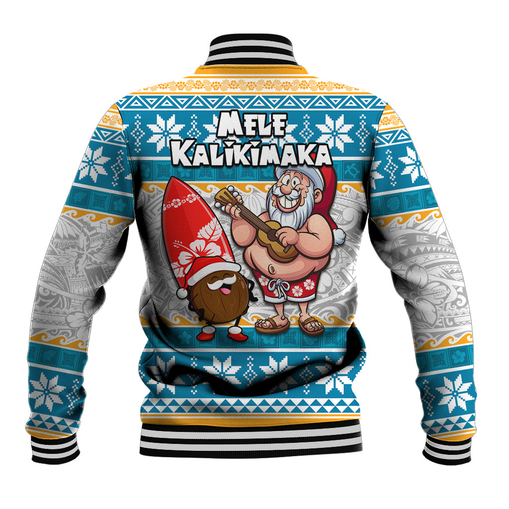 Hawaii Mele Kalikimaka Baseball Jacket Funny Santa and Coconut Mix Kakau Pattern LT03 - Polynesian Pride
