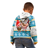 Hawaii Mele Kalikimaka Kid Hoodie Funny Santa and Coconut Mix Kakau Pattern LT03 - Polynesian Pride
