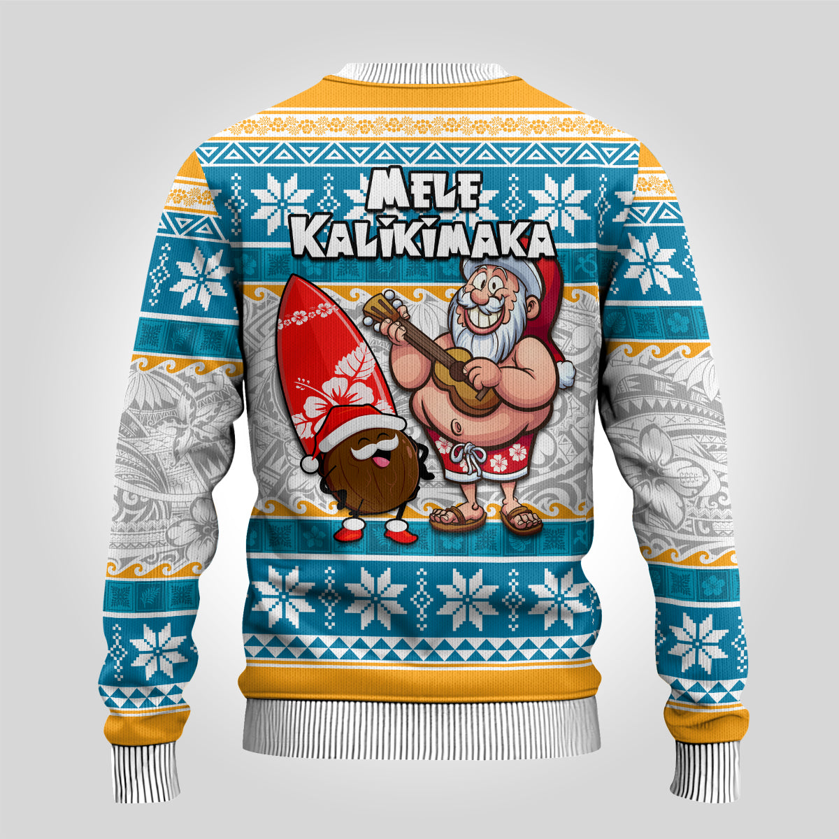 Hawaii Mele Kalikimaka Ugly Christmas Sweater Funny Santa and Coconut Mix Kakau Pattern LT03 - Polynesian Pride