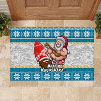 Hawaii Mele Kalikimaka Rubber Doormat Funny Santa and Coconut Mix Kakau Pattern LT03 - Polynesian Pride