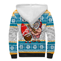 Hawaii Mele Kalikimaka Sherpa Hoodie Funny Santa and Coconut Mix Kakau Pattern LT03 - Polynesian Pride