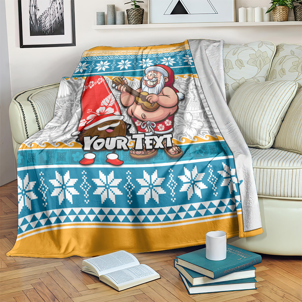 Custom Hawaii Mele Kalikimaka Blanket Funny Santa and Coconut Mix Kakau Pattern LT03 - Polynesian Pride
