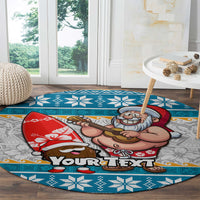 Custom Hawaii Mele Kalikimaka Round Carpet Funny Santa and Coconut Mix Kakau Pattern LT03 - Polynesian Pride