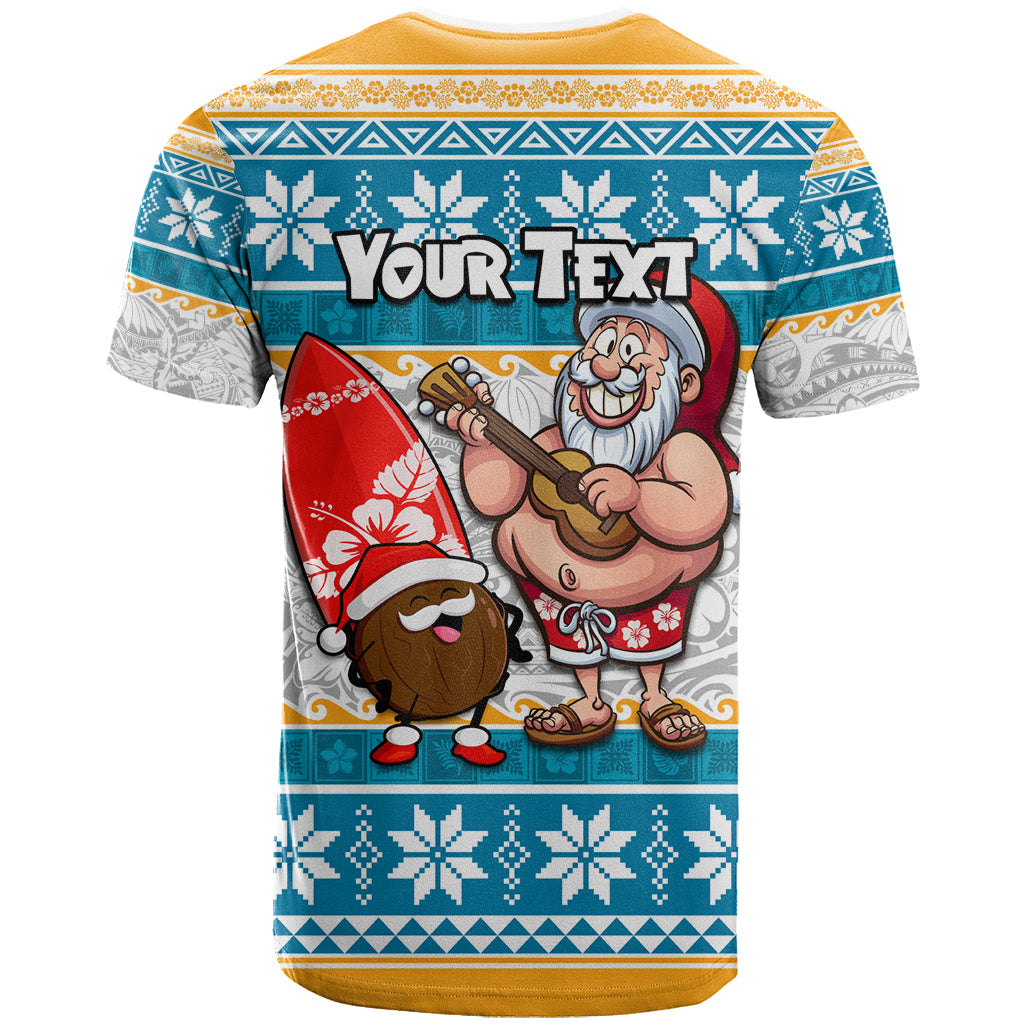 Custom Hawaii Mele Kalikimaka T Shirt Funny Santa and Coconut Mix Kakau Pattern LT03 - Polynesian Pride