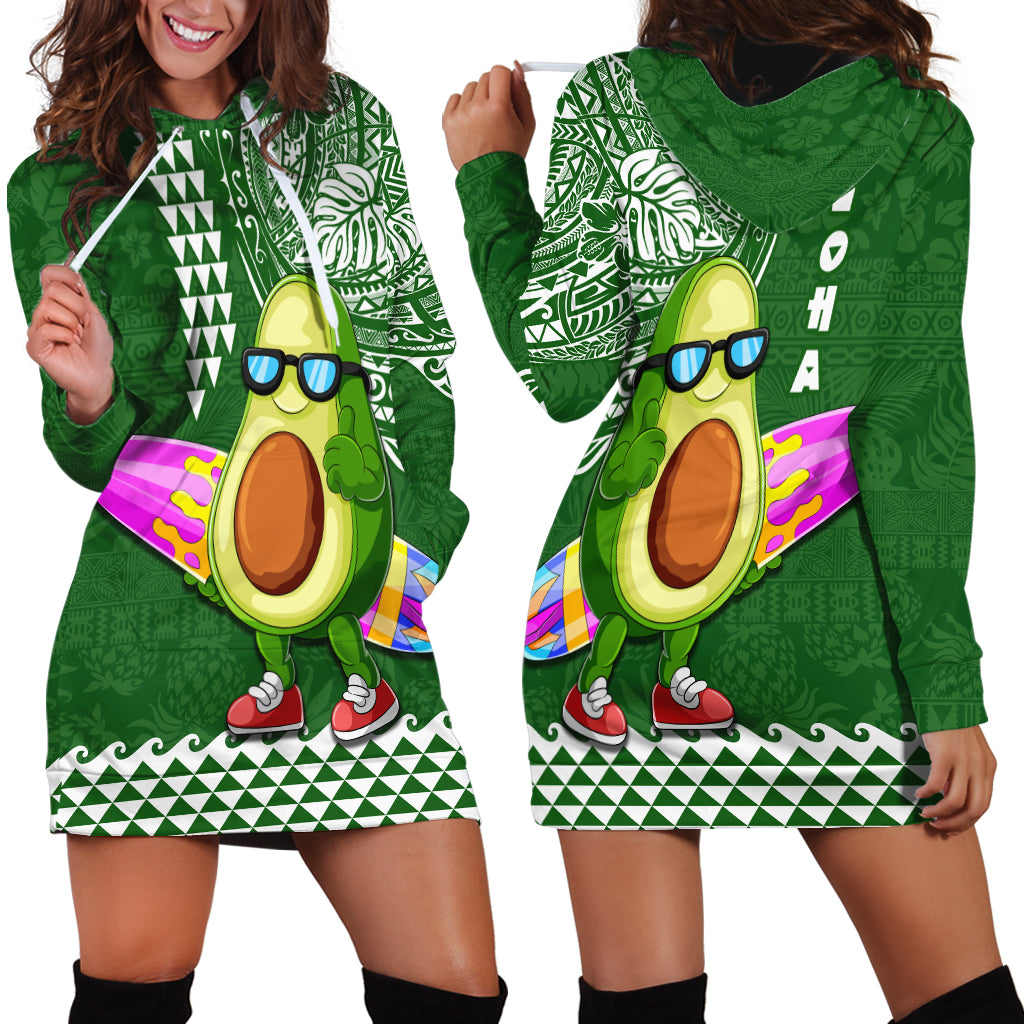 Hawaii Hoodie Dress Aloha Funny Avocado Mix Kakau Hawaiian Tribal LT03 - Polynesian Pride