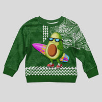 Hawaii Kid Ugly Christmas Sweater Aloha Funny Avocado Mix Kakau Hawaiian Tribal LT03 Kid Green - Polynesian Pride