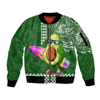 Hawaii Sleeve Zip Bomber Jacket Aloha Funny Avocado Mix Kakau Hawaiian Tribal LT03 Unisex Green - Polynesian Pride
