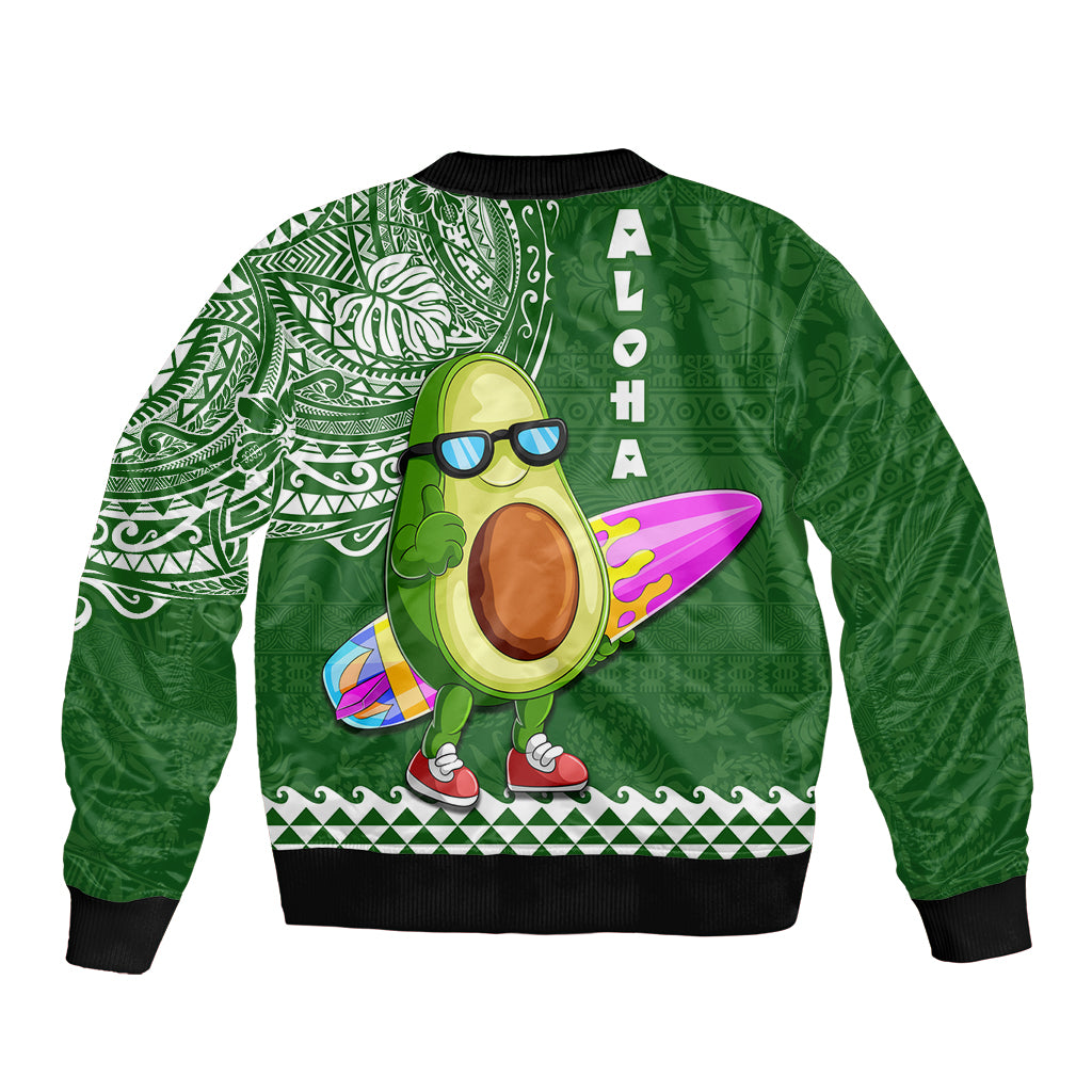 Hawaii Sleeve Zip Bomber Jacket Aloha Funny Avocado Mix Kakau Hawaiian Tribal LT03 - Polynesian Pride