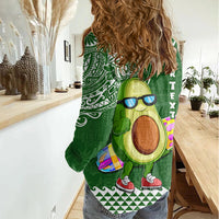 Aloha Avocado Funny Fruits Custom Women Casual Shirt Mix Hawaiian Kakau Tribal LT03 - Polynesian Pride