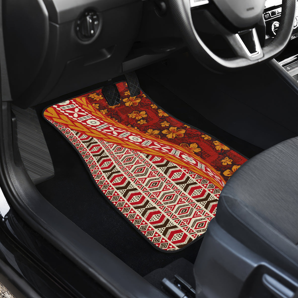 Hawaii Native Tapa Elements and Hibiscus Flowers Car Mats LT03 - Polynesian Pride