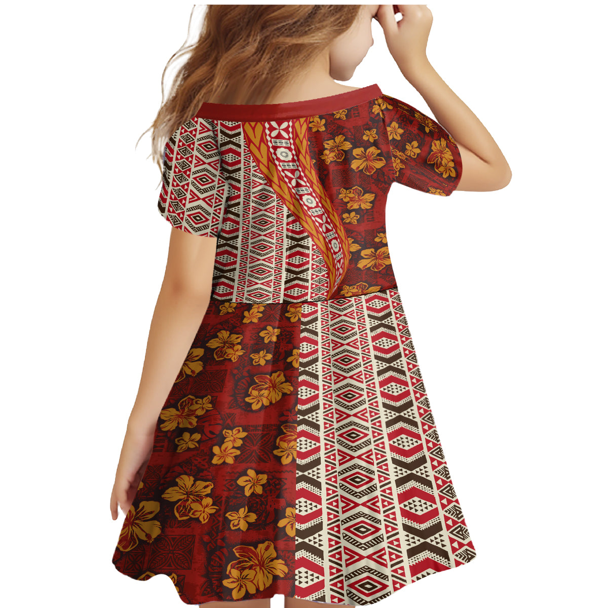 Hawaii Native Tapa Elements and Hibiscus Flowers Family Matching Mermaid Dress and Hawaiian Shirt LT03 - Polynesian Pride