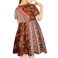 Hawaii Native Tapa Elements and Hibiscus Flowers Kid Short Sleeve Dress LT03 - Polynesian Pride
