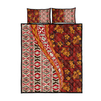 Hawaii Native Tapa Elements and Hibiscus Flowers Quilt Bed Set LT03 - Polynesian Pride