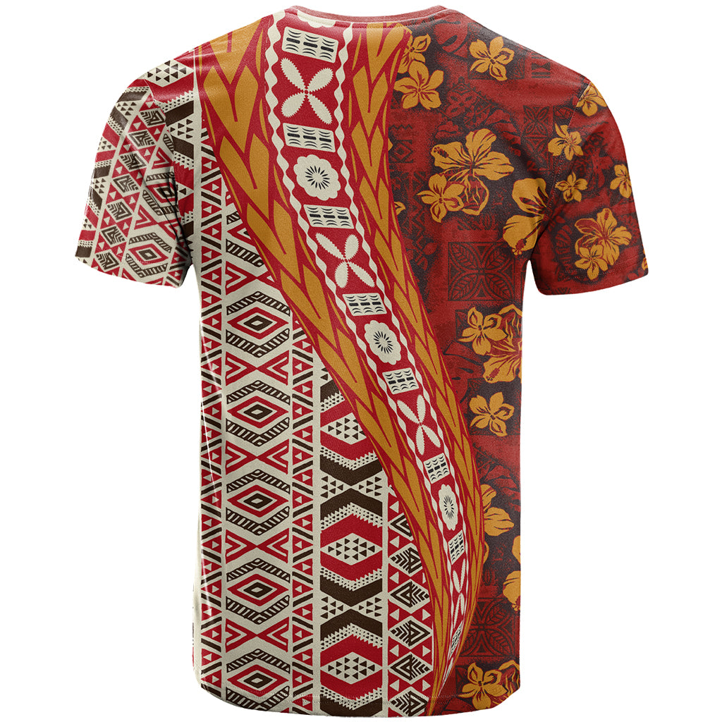 Hawaii Native Tapa Elements and Hibiscus Flowers T Shirt LT03 - Polynesian Pride