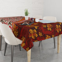 Hawaii Native Tapa Elements and Hibiscus Flowers Tablecloth LT03 - Polynesian Pride