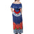 Samoan Tapa Off Shoulder Maxi Dress Ula Fala and Teuila Flower LT03 - Polynesian Pride