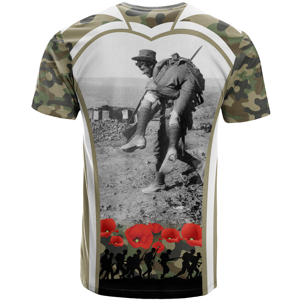 New Zealand and Australia ANZAC Day T Shirt Koala and Kiwi Bird Soldier Gallipoli Camouflage Style LT03 - Polynesian Pride