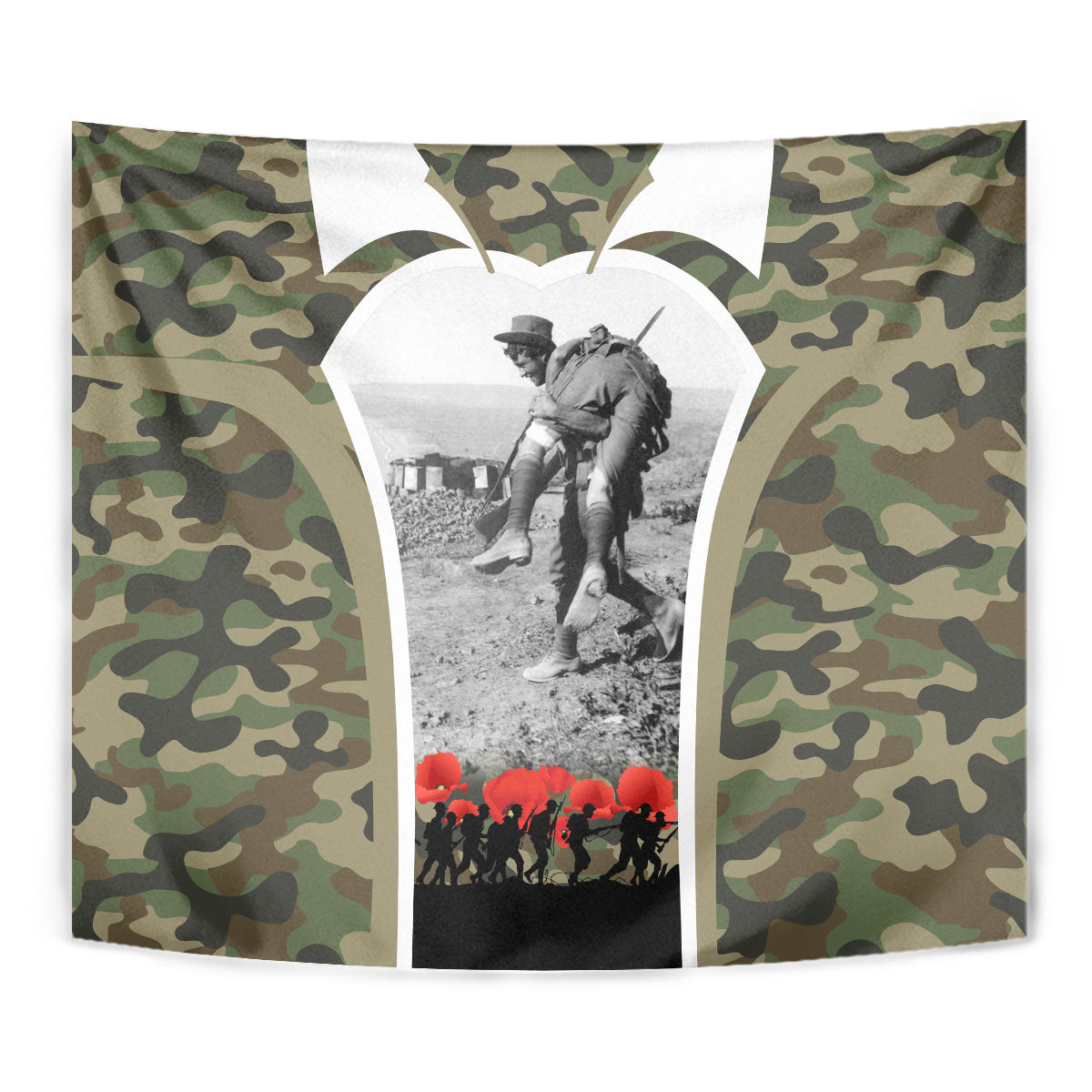 New Zealand and Australia ANZAC Day Tapestry Koala and Kiwi Bird Soldier Gallipoli Camouflage Style LT03 - Polynesian Pride