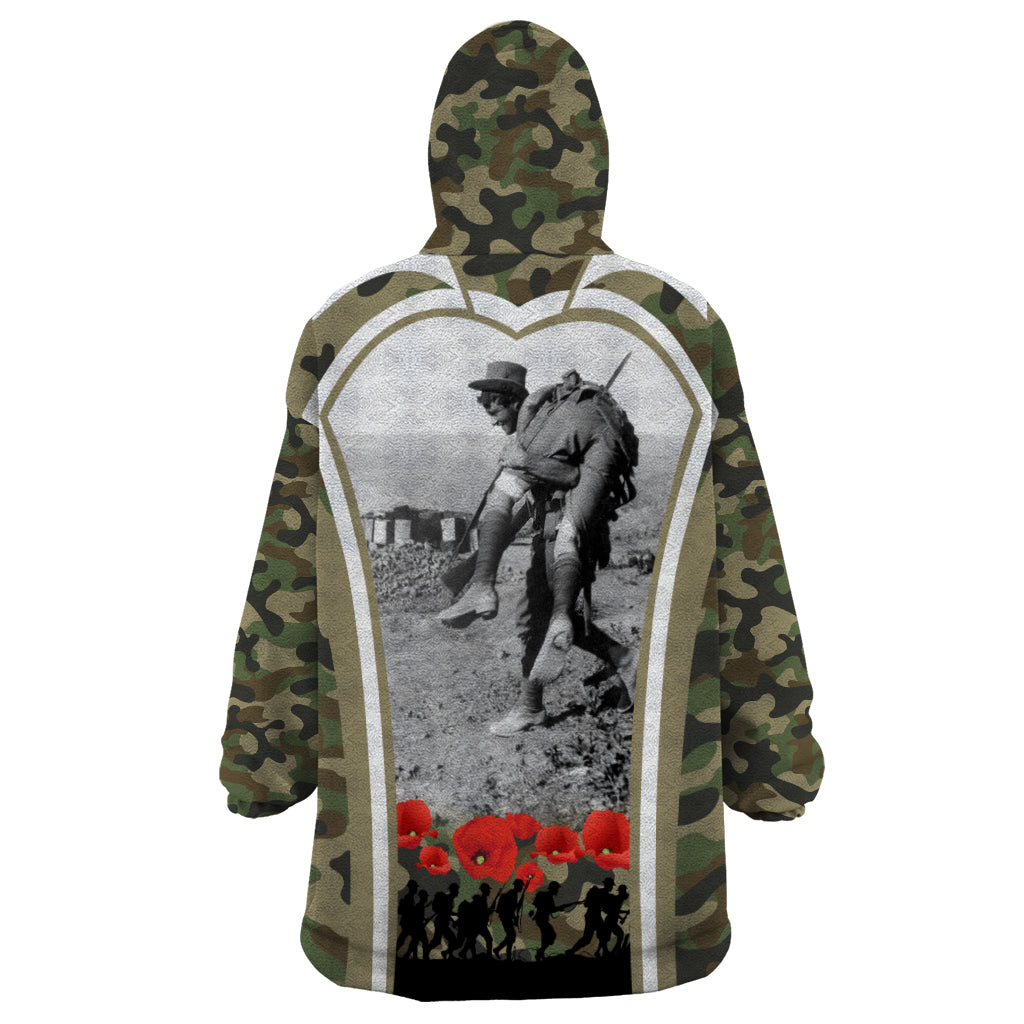New Zealand and Australia ANZAC Day Wearable Blanket Hoodie Koala and Kiwi Bird Soldier Gallipoli Camouflage Style LT03 - Polynesian Pride