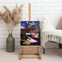 Personalised United States and American Samoa Canvas Wall Art Bald Eagle Rose and Hibiscus Flower