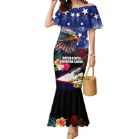 United States and American Samoa Mermaid Dress Bald Eagle Rose and Hibiscus Flower
