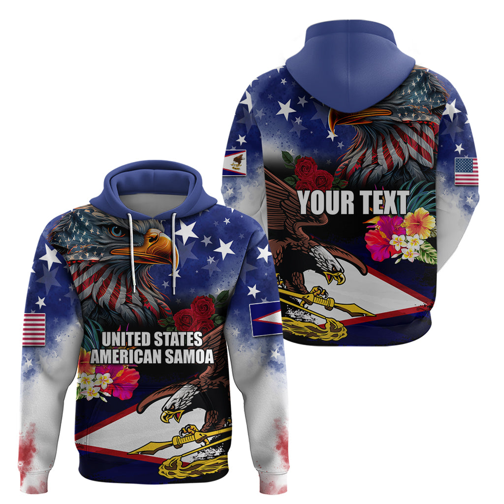 United States and American Samoa Zip Hoodie Bald Eagle Rose and Hibiscus Flower