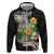 Hawaii Aloha Tropical Leaves and Flower Hoodie with Polynesian Art Tattoo Black Color - Polynesian Pride