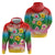 Hawaii Aloha Tropical Leaves and Flower Hoodie with Polynesian Art Tattoo Rainbow Color - Polynesian Pride