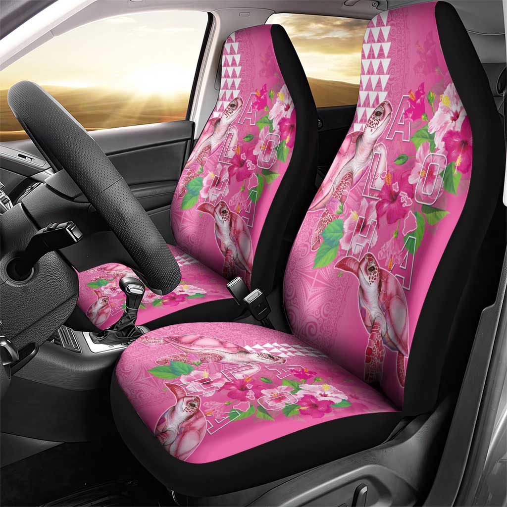 Hawaii Aloha Turtle Hibiscus and Leaves Car Seat Cover with Polynesian and Kakau Tattoos Rose Color - Polynesian Pride