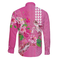 Hawaii Aloha Turtle Hibiscus and Leaves Family Matching Summer Maxi Dress and Hawaiian Shirt with Polynesian and Kakau Tattoos Rose Color - Polynesian Pride