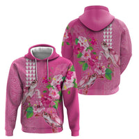 Hawaii Aloha Turtle Hibiscus and Leaves Hoodie with Polynesian and Kakau Tattoos Rose Color - Polynesian Pride