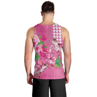 Hawaii Aloha Turtle Hibiscus and Leaves Men Tank Top with Polynesian and Kakau Tattoos Rose Color LT03 - Polynesian Pride
