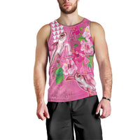 Hawaii Aloha Turtle Hibiscus and Leaves Men Tank Top with Polynesian and Kakau Tattoos Rose Color LT03 - Polynesian Pride
