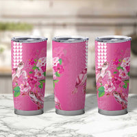 Hawaii Aloha Turtle Hibiscus and Leaves Tumbler Cup with Polynesian and Kakau Tattoos Rose Color - Polynesian Pride