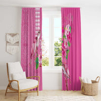 Hawaii Aloha Turtle Hibiscus and Leaves Window Curtain with Polynesian and Kakau Tattoos Rose Color LT03 - Polynesian Pride