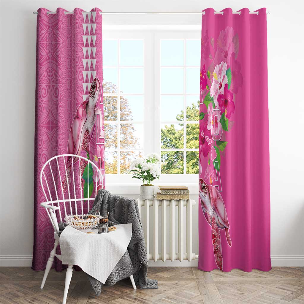 Hawaii Aloha Turtle Hibiscus and Leaves Window Curtain with Polynesian and Kakau Tattoos Rose Color LT03 - Polynesian Pride