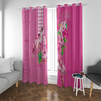 Hawaii Aloha Turtle Hibiscus and Leaves Window Curtain with Polynesian and Kakau Tattoos Rose Color LT03 With Grommets Pink - Polynesian Pride