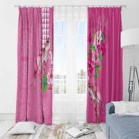 Hawaii Aloha Turtle Hibiscus and Leaves Window Curtain with Polynesian and Kakau Tattoos Rose Color LT03 - Polynesian Pride