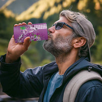 Hawaii Aloha Turtle Hibiscus and Leaves 4 in 1 Can Cooler Tumbler with Polynesian and Kakau Tattoos Lilac Color - Polynesian Pride