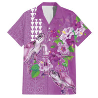 Hawaii Aloha Turtle Hibiscus and Leaves Hawaiian Shirt with Polynesian and Kakau Tattoos Lilac Color - Polynesian Pride