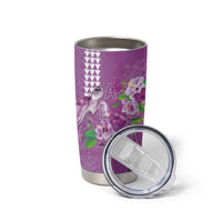 Hawaii Aloha Turtle Hibiscus and Leaves Tumbler Cup with Polynesian and Kakau Tattoos Lilac Color - Polynesian Pride