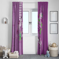 Hawaii Aloha Turtle Hibiscus and Leaves Window Curtain with Polynesian and Kakau Tattoos Lilac Color LT03 - Polynesian Pride