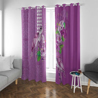 Hawaii Aloha Turtle Hibiscus and Leaves Window Curtain with Polynesian and Kakau Tattoos Lilac Color LT03 With Grommets Purple - Polynesian Pride