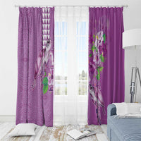 Hawaii Aloha Turtle Hibiscus and Leaves Window Curtain with Polynesian and Kakau Tattoos Lilac Color LT03 - Polynesian Pride