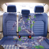 Hawaii Aloha Turtle Hibiscus and Leaves Back Car Seat Cover with Polynesian and Kakau Tattoos Denim Color - Polynesian Pride