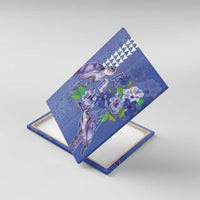 Hawaii Aloha Turtle Hibiscus and Leaves Canvas Wall Art with Polynesian and Kakau Tattoos Denim Color - Polynesian Pride