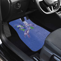 Hawaii Aloha Turtle Hibiscus and Leaves Car Mats with Polynesian and Kakau Tattoos Denim Color - Polynesian Pride