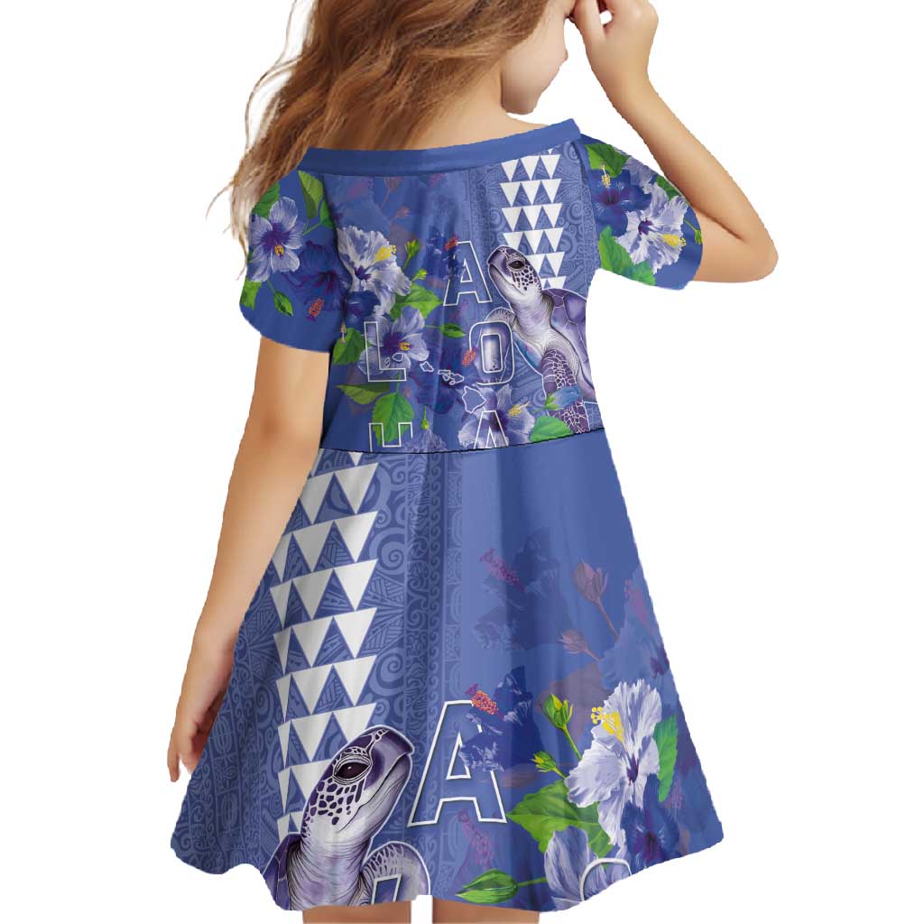 Hawaii Aloha Turtle Hibiscus and Leaves Family Matching Off Shoulder Maxi Dress and Hawaiian Shirt with Polynesian and Kakau Tattoos Denim Color - Polynesian Pride