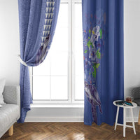 Hawaii Aloha Turtle Hibiscus and Leaves Window Curtain with Polynesian and Kakau Tattoos Denim Color LT03 - Polynesian Pride